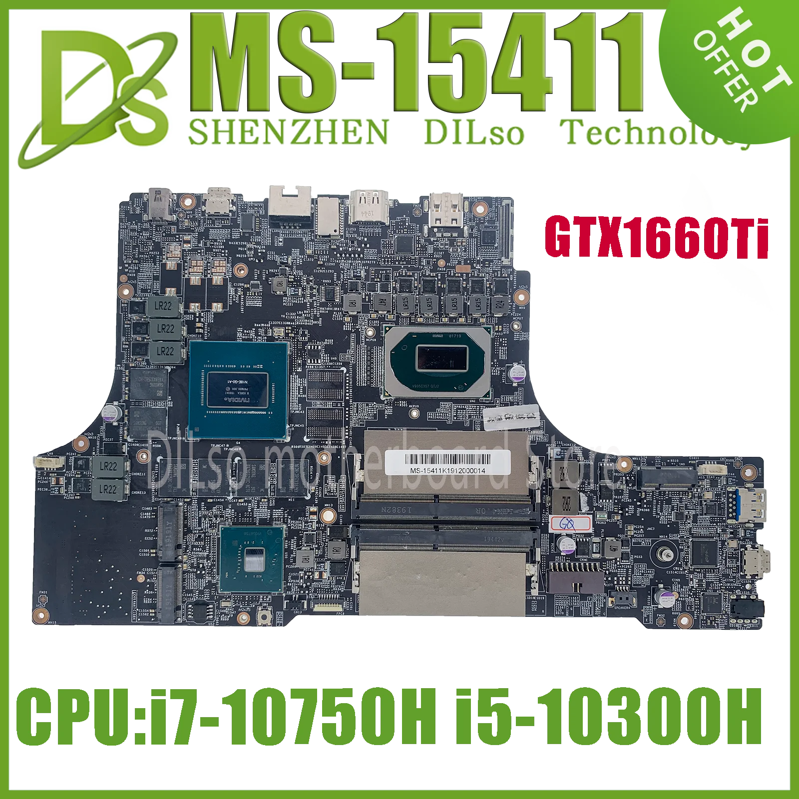 KEFU MS-15411 Mainboard For MSI GE66 RAIDER VALHALLA10SE MS-1541 Laptop Motherboard W/i7-10750H i5-10300H GTX1660Ti/V6G