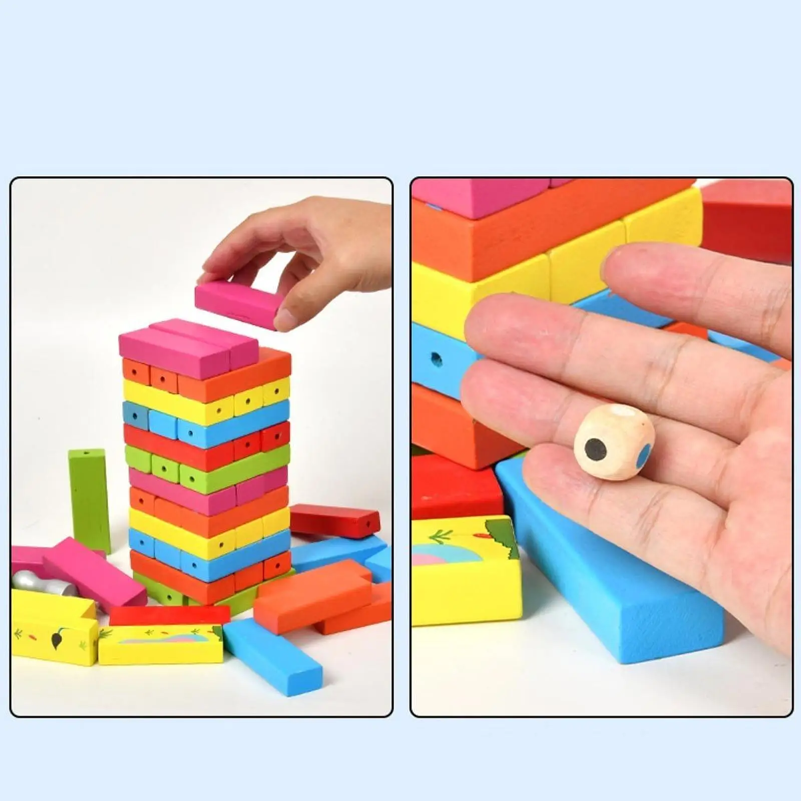 كتل خشبية التراص لعبة الطاولة لعبة الأطفال التنمية الفكرية الملونة التراص كتلة للأطفال الكبار الألغاز اللعب