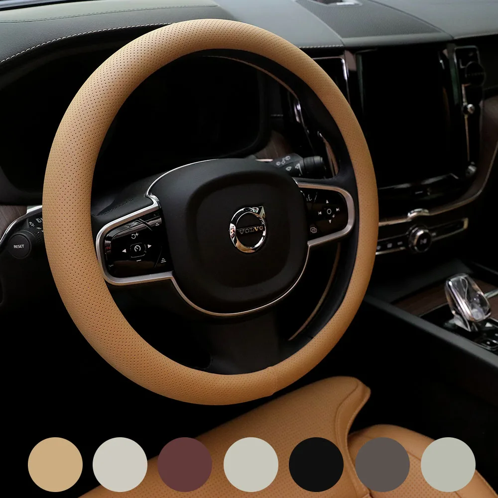 Genuine car leather steering wheel cover round hit ball