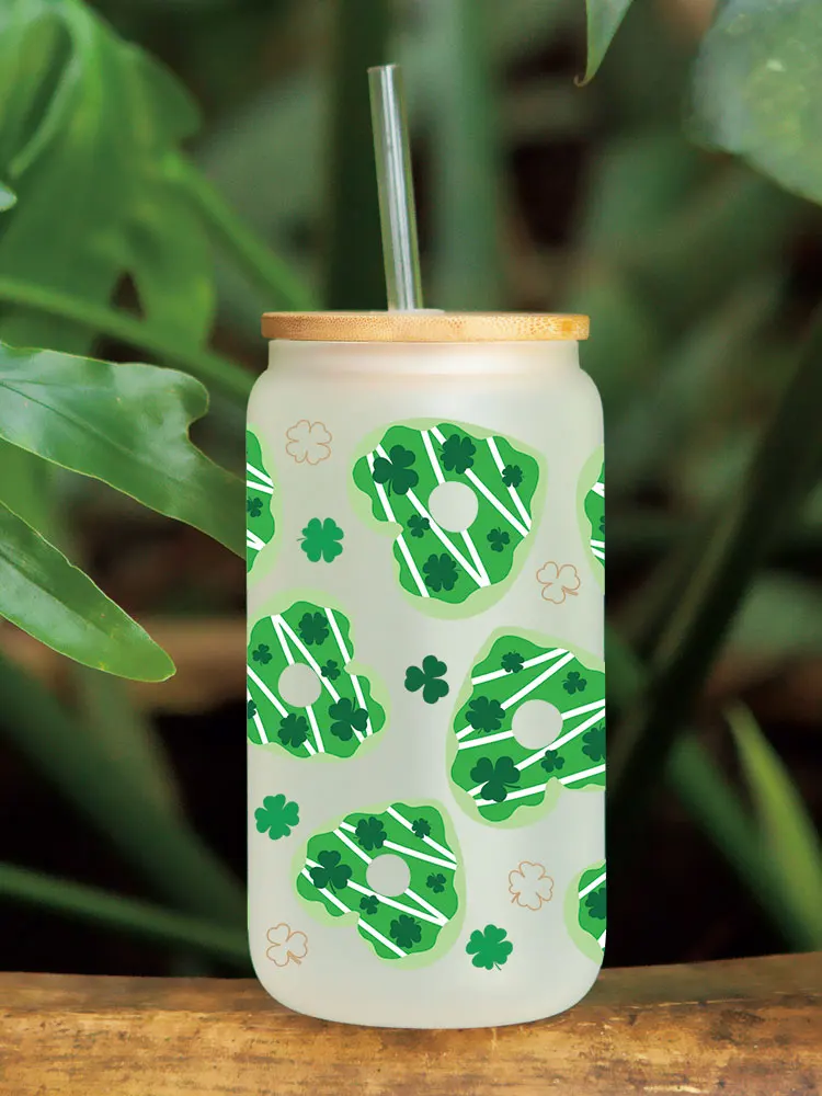 St. Patrick's Day Lucky Charms Can Wrap UV DTF Transfer Stickers For 16OZ Libbey Glass Can Wraps Cup DIY Waterproof Decals D8317