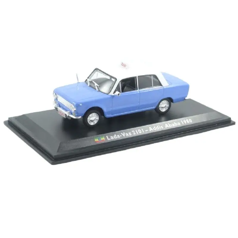 Leo Models, Lada Vaz 2101 Addis Ababa 1980, Scale 1:43, Diecast Miniature, Collection of Famous Taxis of the Great Capitals of the World, Careful Reproduction in Original Packaging, Base with City Year Model