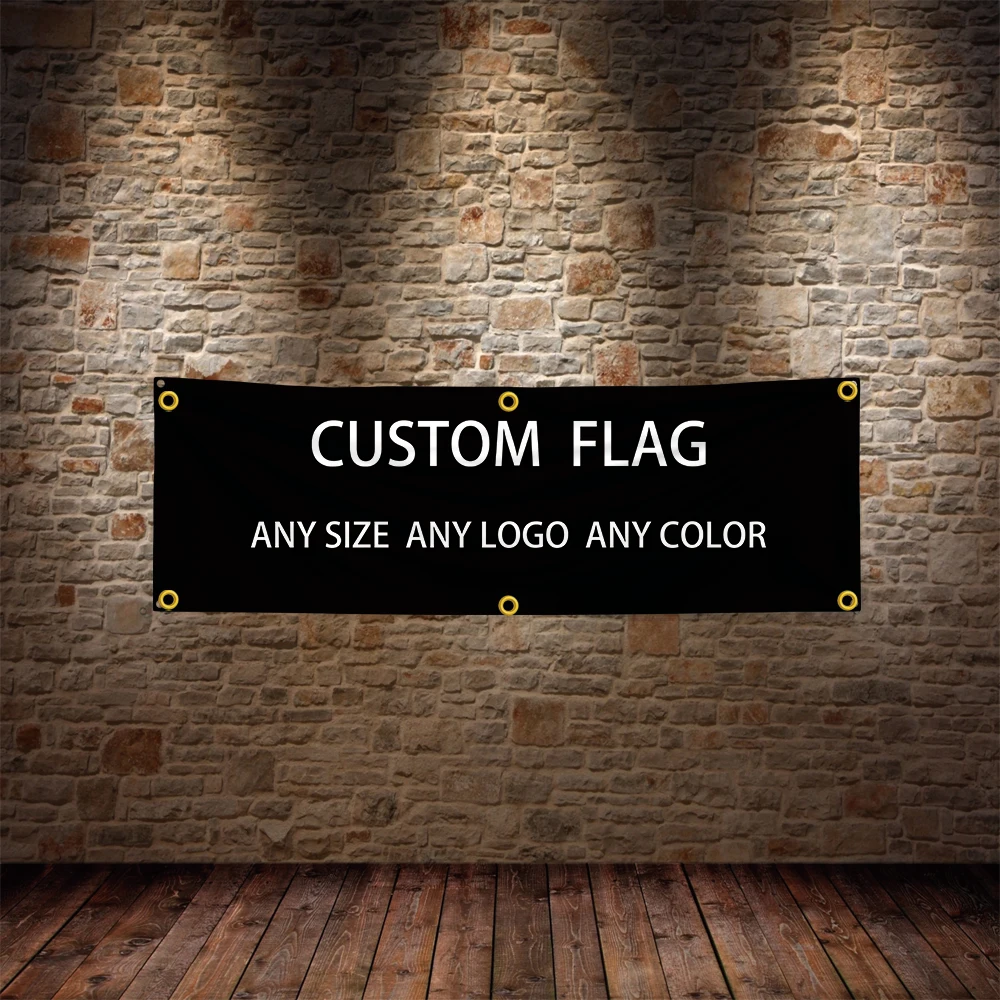 Custom Banner Flag 2x8FT 60X240cm Any Size Logo Text Sport Club Indoor Outdoor Vivid Color Decoration Promotion Double Stitched
