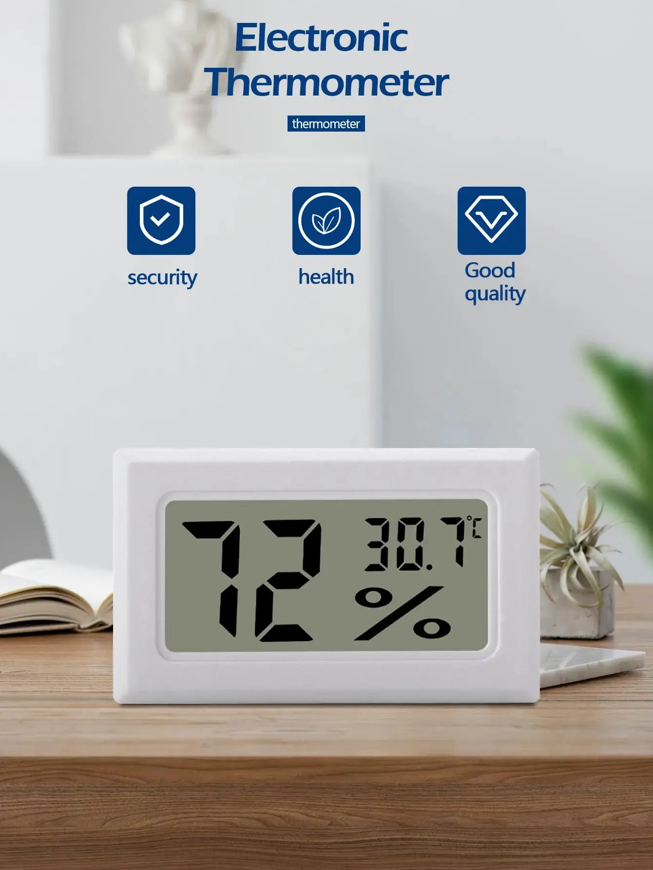 Mini LCD Digital Thermometer and Moisture Meter for Convenient Indoor Use-Immediate Shipping to All Brazil