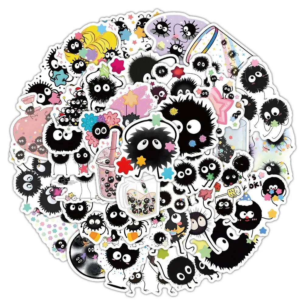 AliExpress GOGOTU 10/30/50PCS Soot Sprites Stickers Cute Elf Cartoon Sticker DIY Decoration Luggage Laptop Phone Guitar Car Bike Sticker Kids Toys