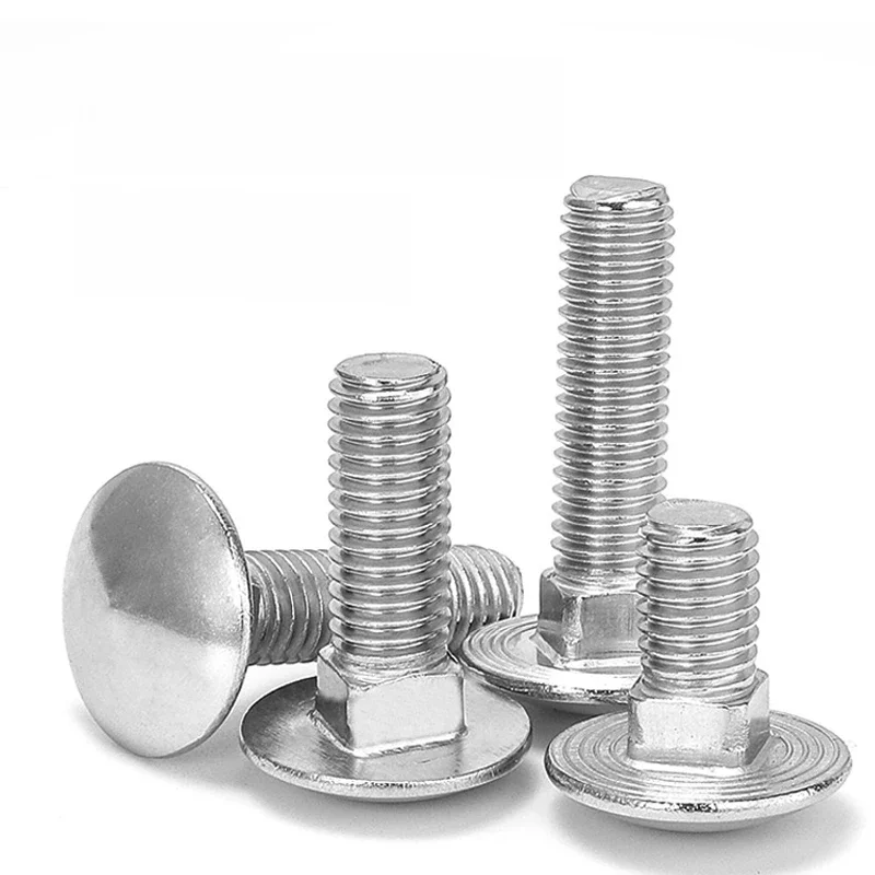 Boulon de chariot M4 M5 M6 M8 M10 M12 10- 150mm de longueur, vis à tête ronde et carrée en acier inoxydable 304, DIN603, 10 pièces/lot