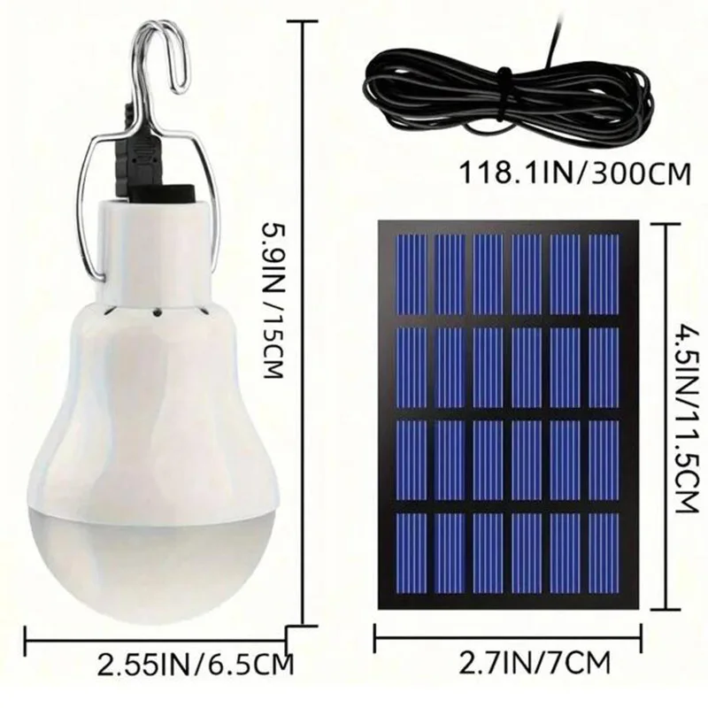 Imagem -05 - Lâmpada Solar Led com Gancho Luz ao ar Livre 5v Usb à Prova Impermeável Água Acampamento Lâmpada Solar de Poupança Energia Emergência Jardim Pátio Caminho Lâmpada