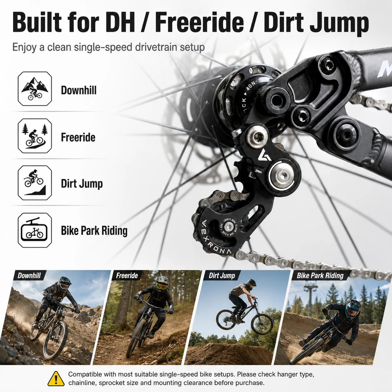 VEXRONA Single-Speed Kettenspanner Schaltaugenhalterung 0-15mm Kettenlinienversteller für DH Freeride Dirt Jump Bikes – Detail 6