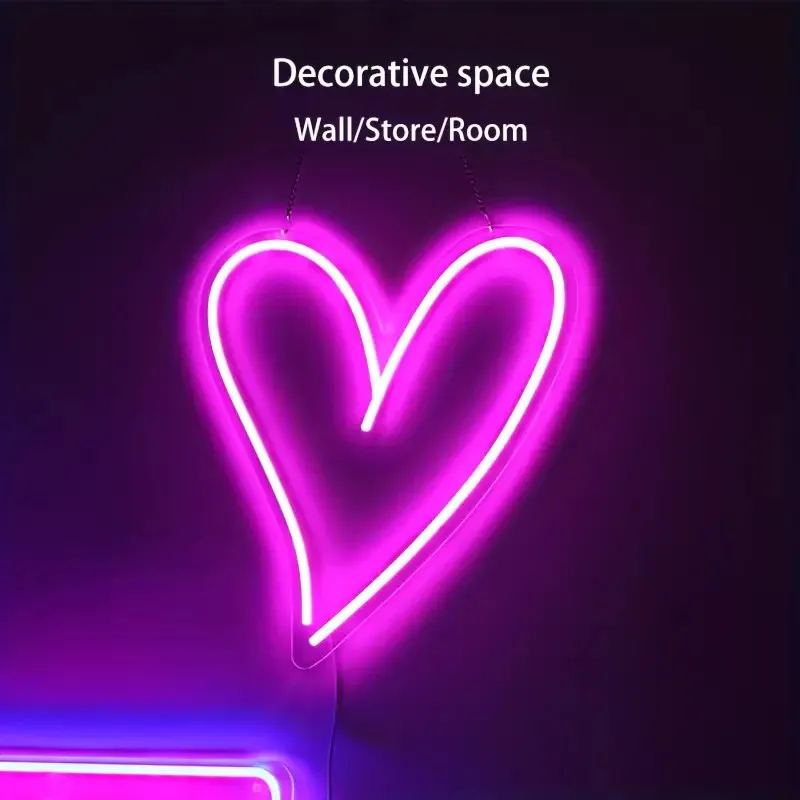 Heart Neon Sign Small Led Neon USB Light Home Room Wall Decoration Birthday Gift for Girlfriend Bedroom Decor Cute Night Light