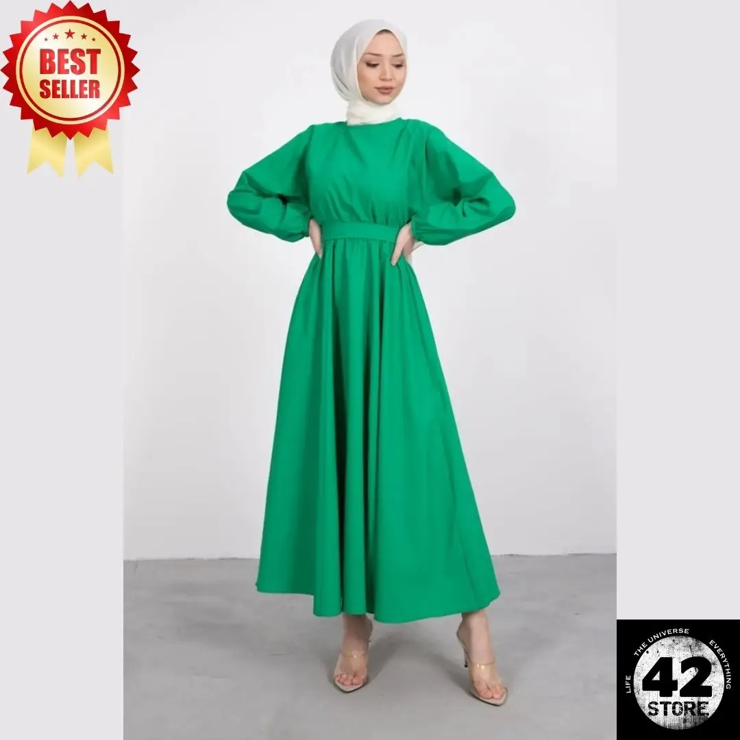 Seasonal Green Hijab Dress