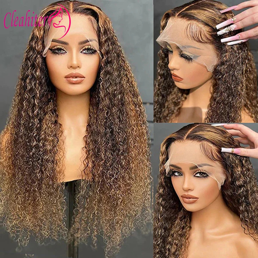 

180% Density Piano Color Kinky Curly Human Hair Wigs For Women 13x4 Hd Lace Frontal Wig Pre-Plucked Deep Curly Remy Hair Wig