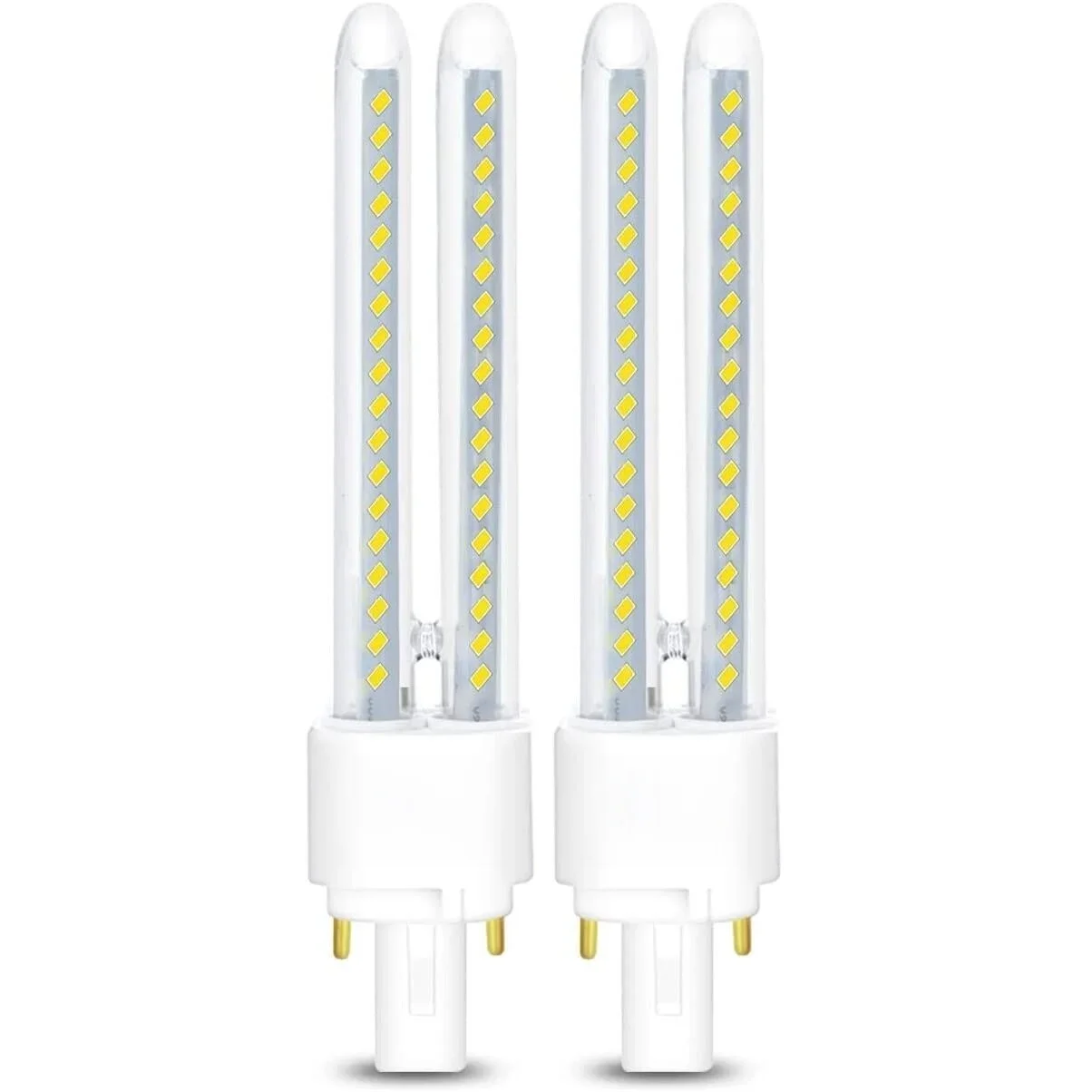 Pacote 2 bombas led plc 2 pinheiros tubo 2u maiz g24, luz fría blanca não regulável