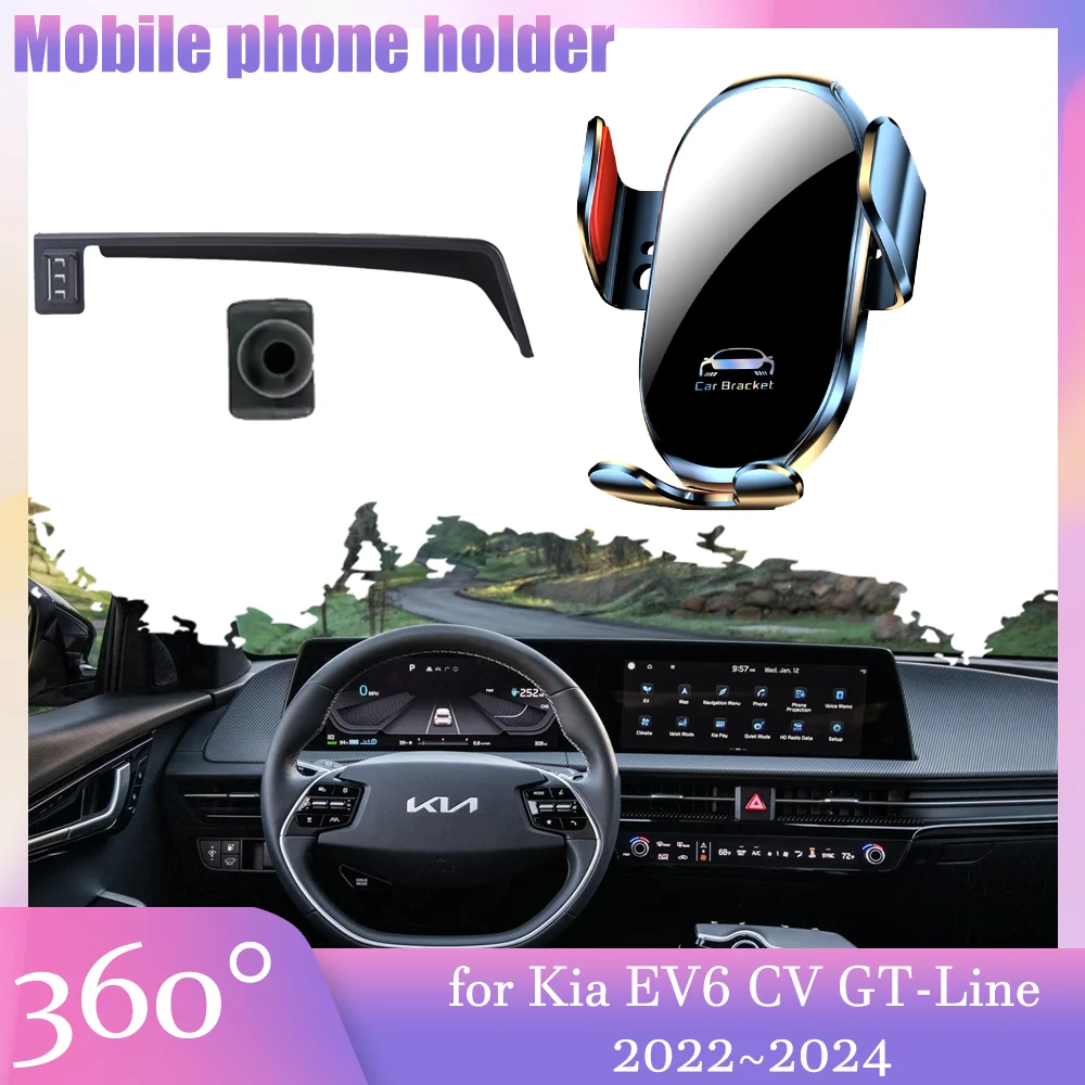 Auto Mobiele Telefoon Houder voor Kia EV6 CV GT-Lijn 2022 ~ 2024 2023 GPS Air Vent Mobiele Clip Stand sticker Ondersteuning Accessoires iPhone