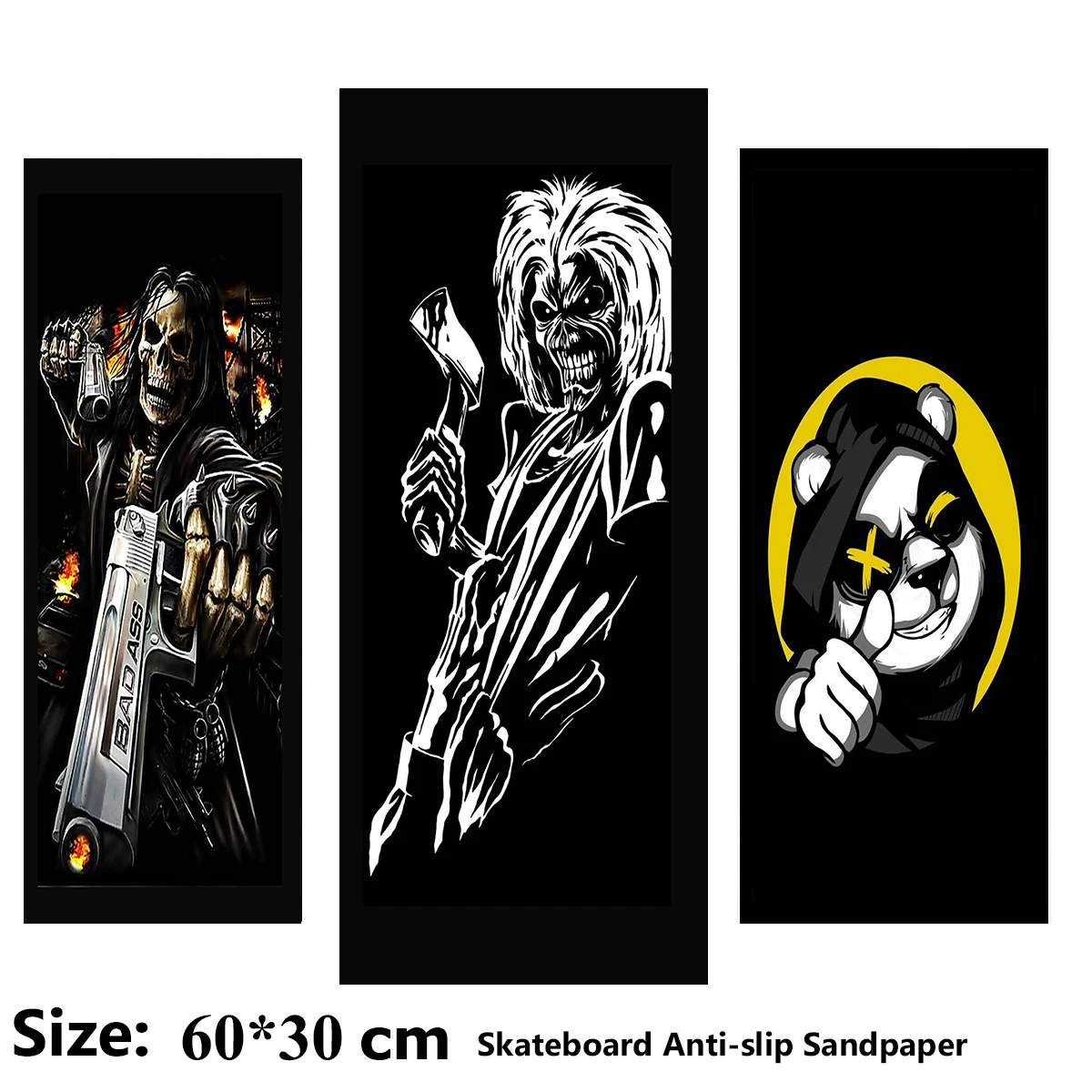 Skeleton Lion Panda Wearing a Hat Street Pattern Electric Scooter Anti-slip Sticker Sandpaper Skateboard Grip Tape Sheet 60*30cm