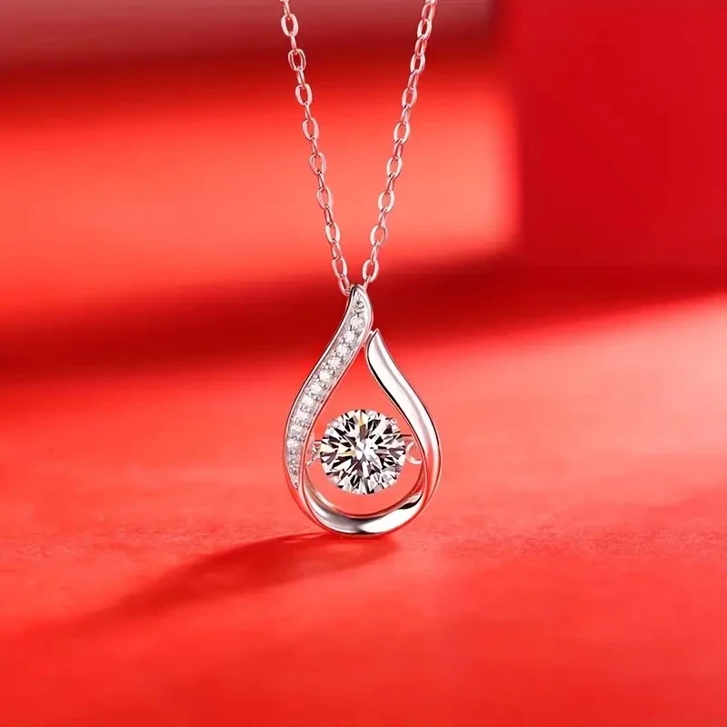 Huretailers-Collier pendentif en forme de goutte chic pour femme, bijoux de fiançailles féminins, style évidé, accessoires de mariage, brillant, contre-indiqué