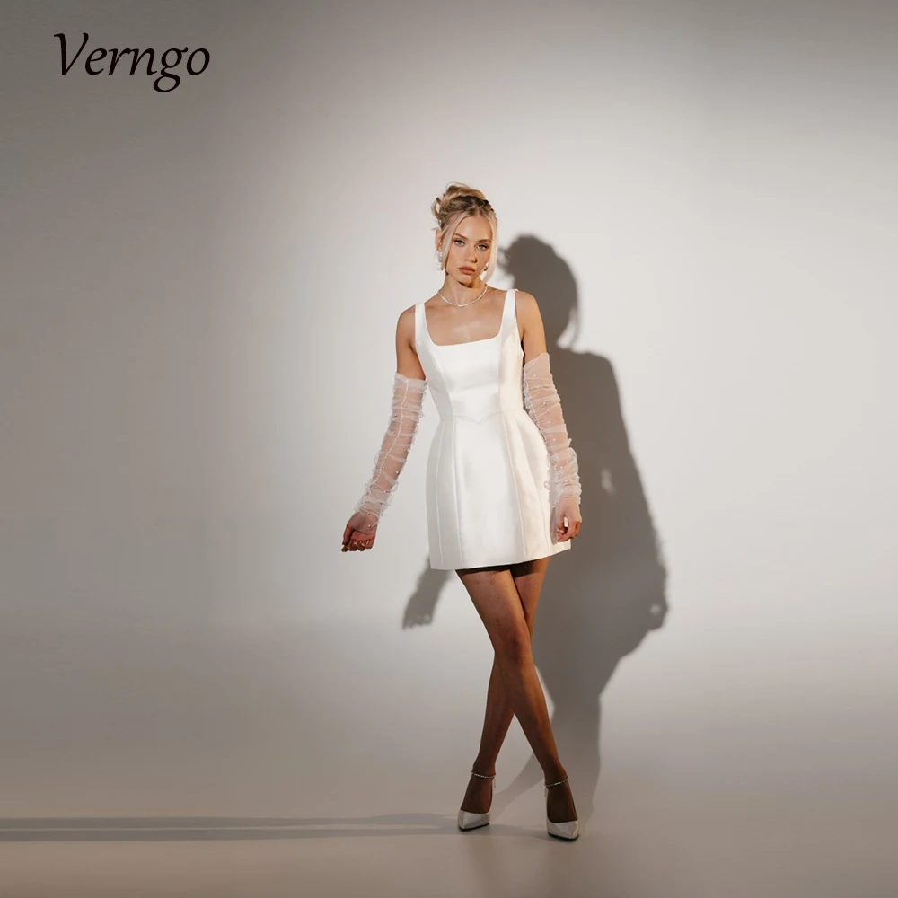 

Verngo Simple Wedding Dress Short A-line Satin Bridal Gown ﻿Sleeveless Beach Wedding Dresses for Women vestido de novia 2024