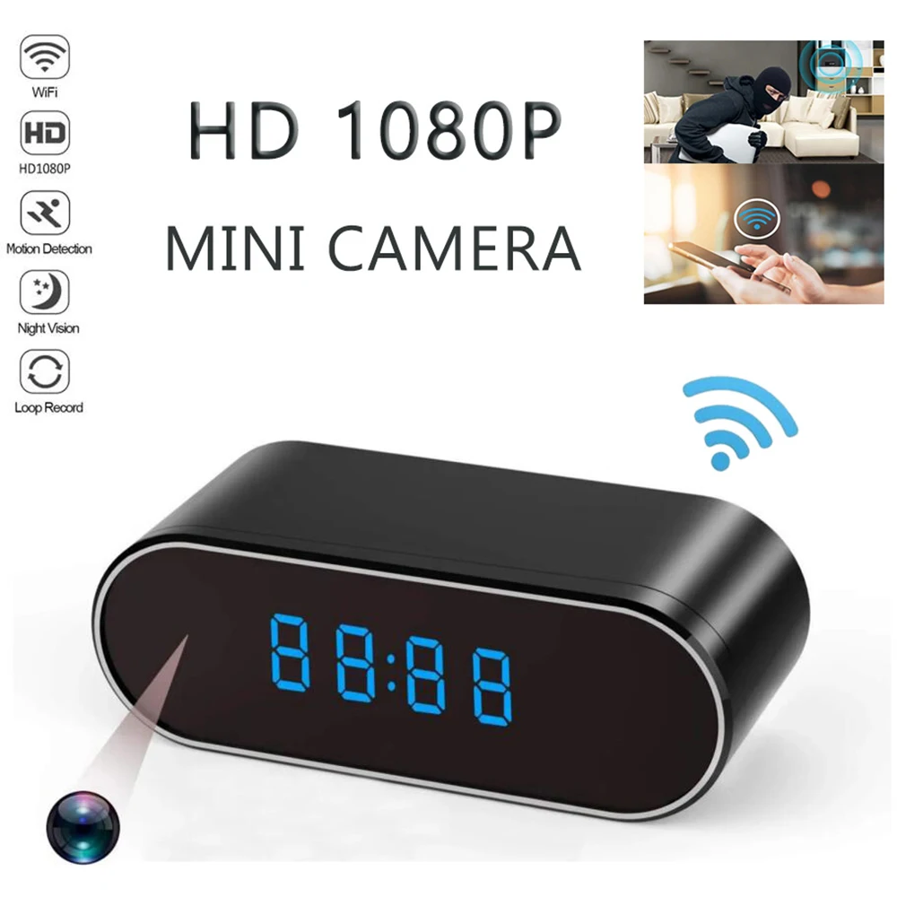 

Mini Camera Clock Full HD 1080P Wireless Wifi Control IR Night Vision View DVR Camcorder Home Surveillance Monitor Video