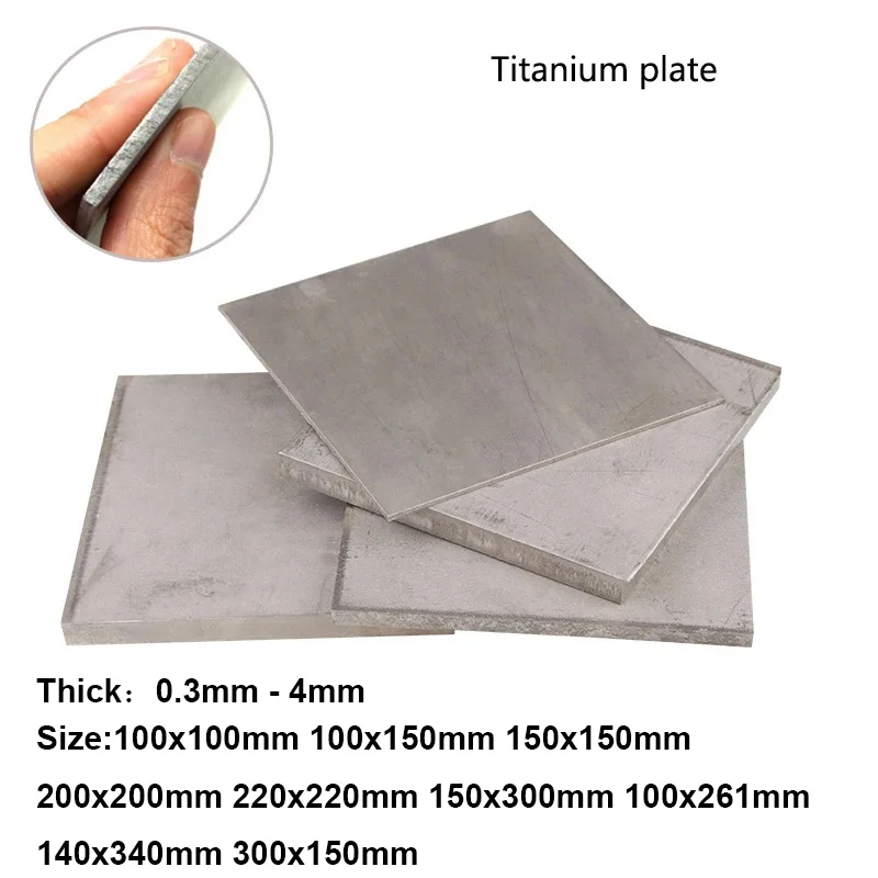 1pcs TA2 Titanium Ti Plate Sheet 0.3mm-4mm Thickness 100X100/100X150/150X150/200X200 with High Hardness titanium plate