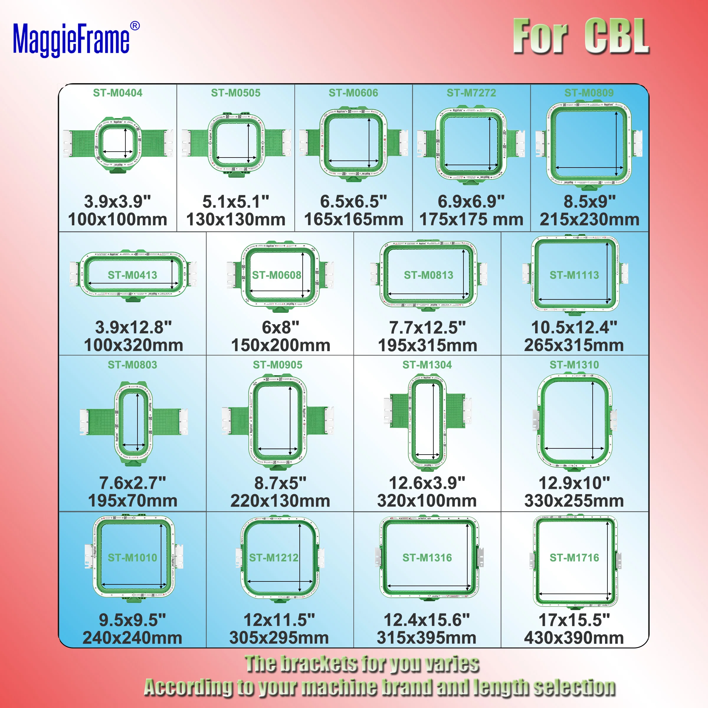 

MaggieFrame Magnetic embroidery hoop Mighty Hoop Master for CBL 1201/1501/1801S/1502/1504CH embroidery machines HoopTalent