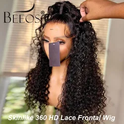BEEOS Skinlike Curly 360 HD Lace Frontal Wig Water Wave 13x4 HD Lace Full Front Human Hair Wigs For Women Brazilian Pre plucked