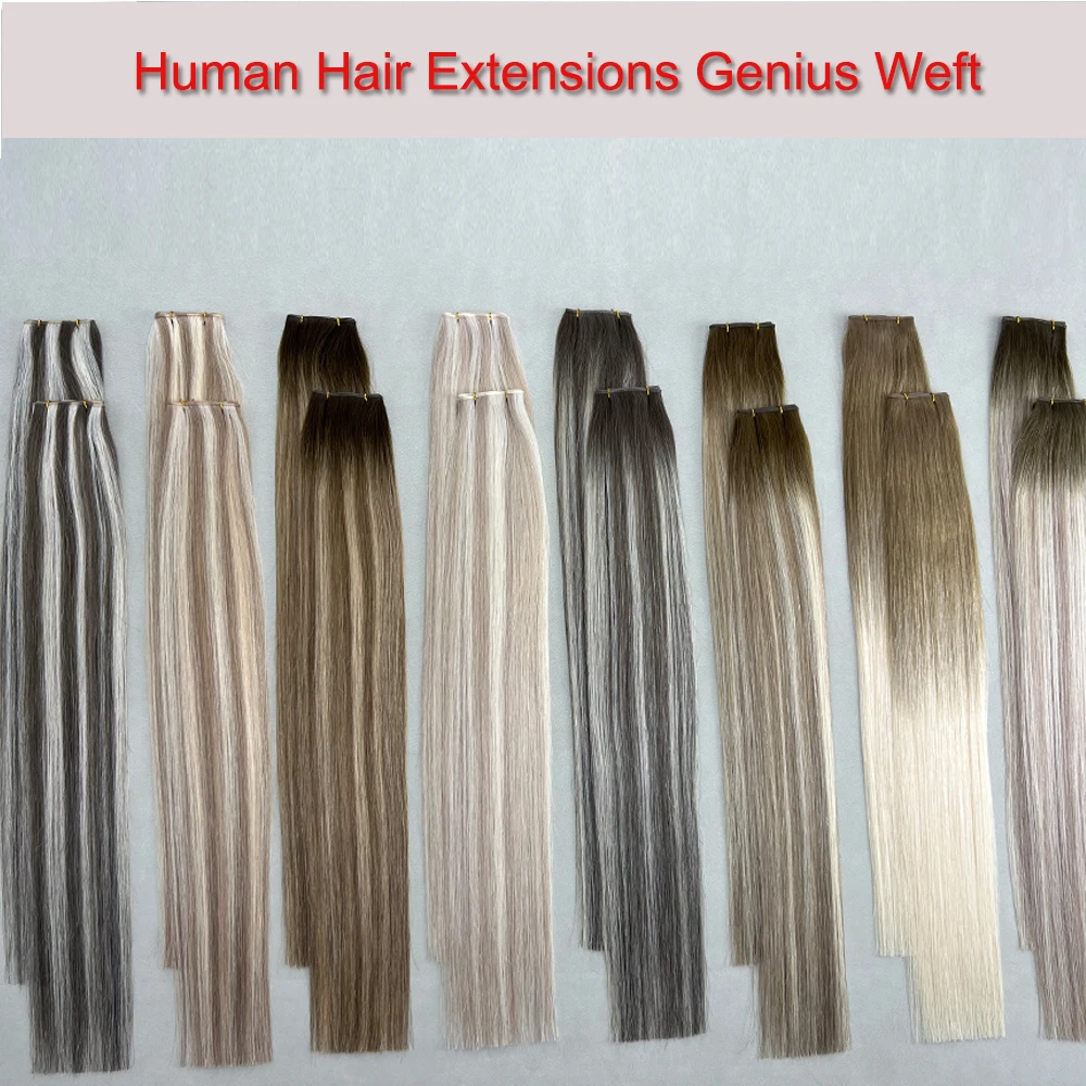 وصلات شعر بشري عبقرية لحمة 100% شعر بشري حقيقي طبيعي 18-24 بوصة حزم تسليط الضوء على البرازيلي الأصلي شعر بشري #1