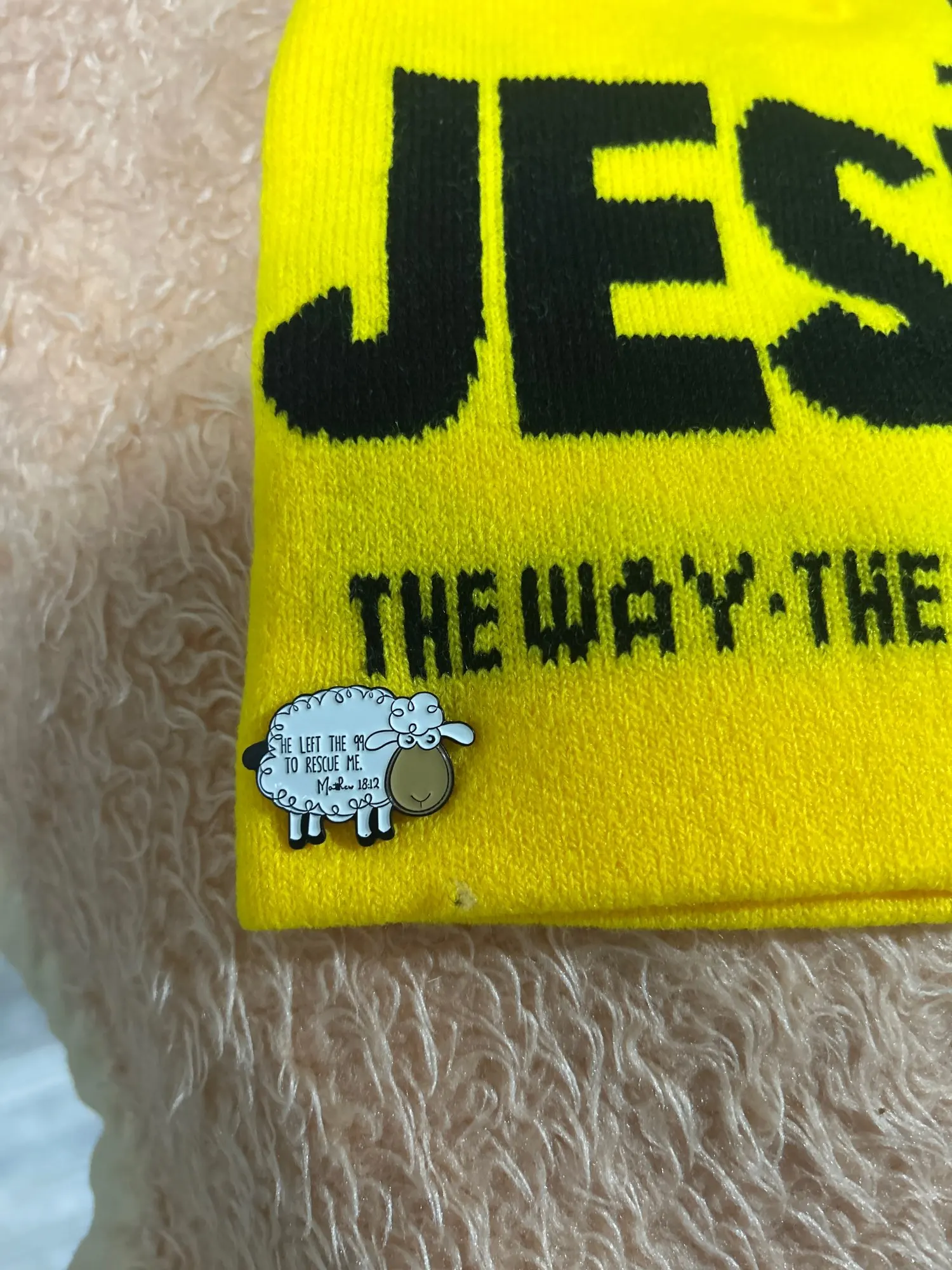 He Left The 99 to Rescue Me Jesus Enamel Pins Christian Faith Jesus Sheep Brooch Clothes Lapel Badge Jewelry Gifts for Friends photo review