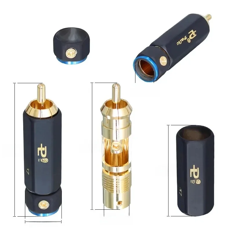 Wysokiej jakości 4 szt. wtyków RCA pozłacanych Hi-end samozaciskowych męskich złączy RCA do kabli audio DIY — zdjęcie produktu 7