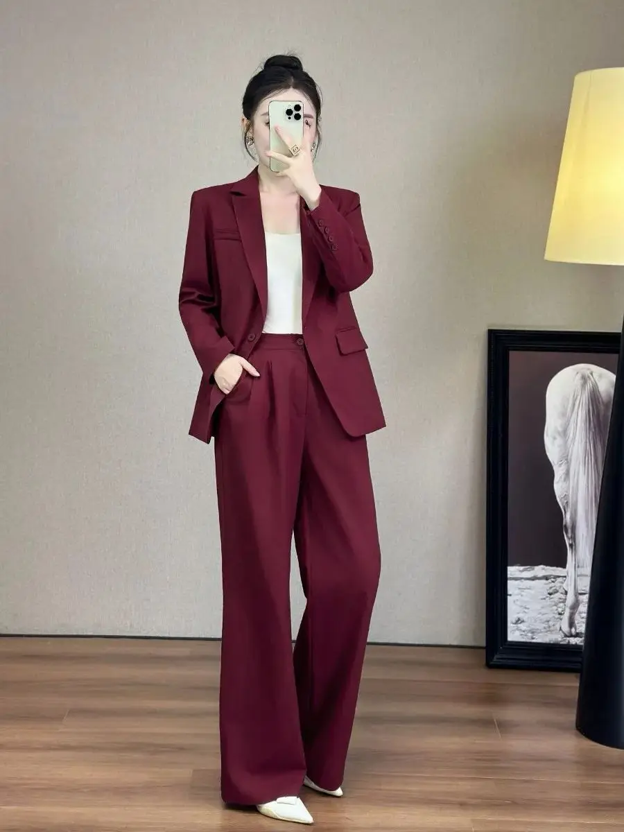 

Elegant solid color women's 1000% linen office style suit