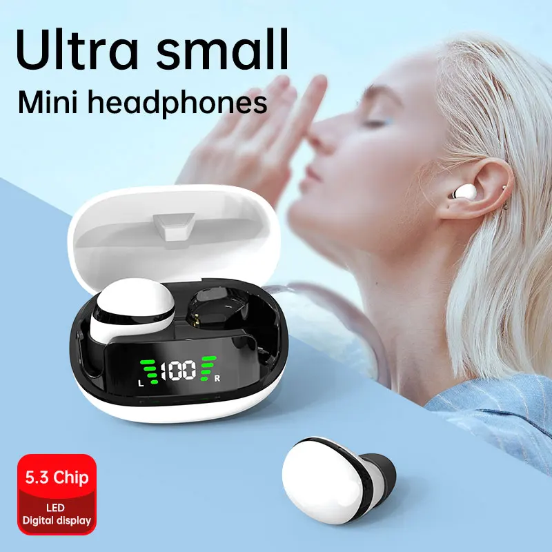 

Whtie Mini13 Display Sleep Earbuds Sleepers Invisible Smallest Wireless Bluetooth Earphones Hidden Headset for Small Ears Earbud