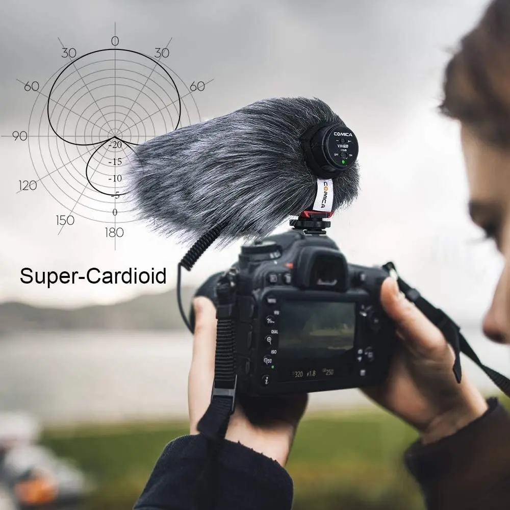 Comica CVM-V30 PRO Camera Microphone Super-Cardioid Condenser Shotgun Microphone for Canon Nikon Sony Panasonic DSLR Camera