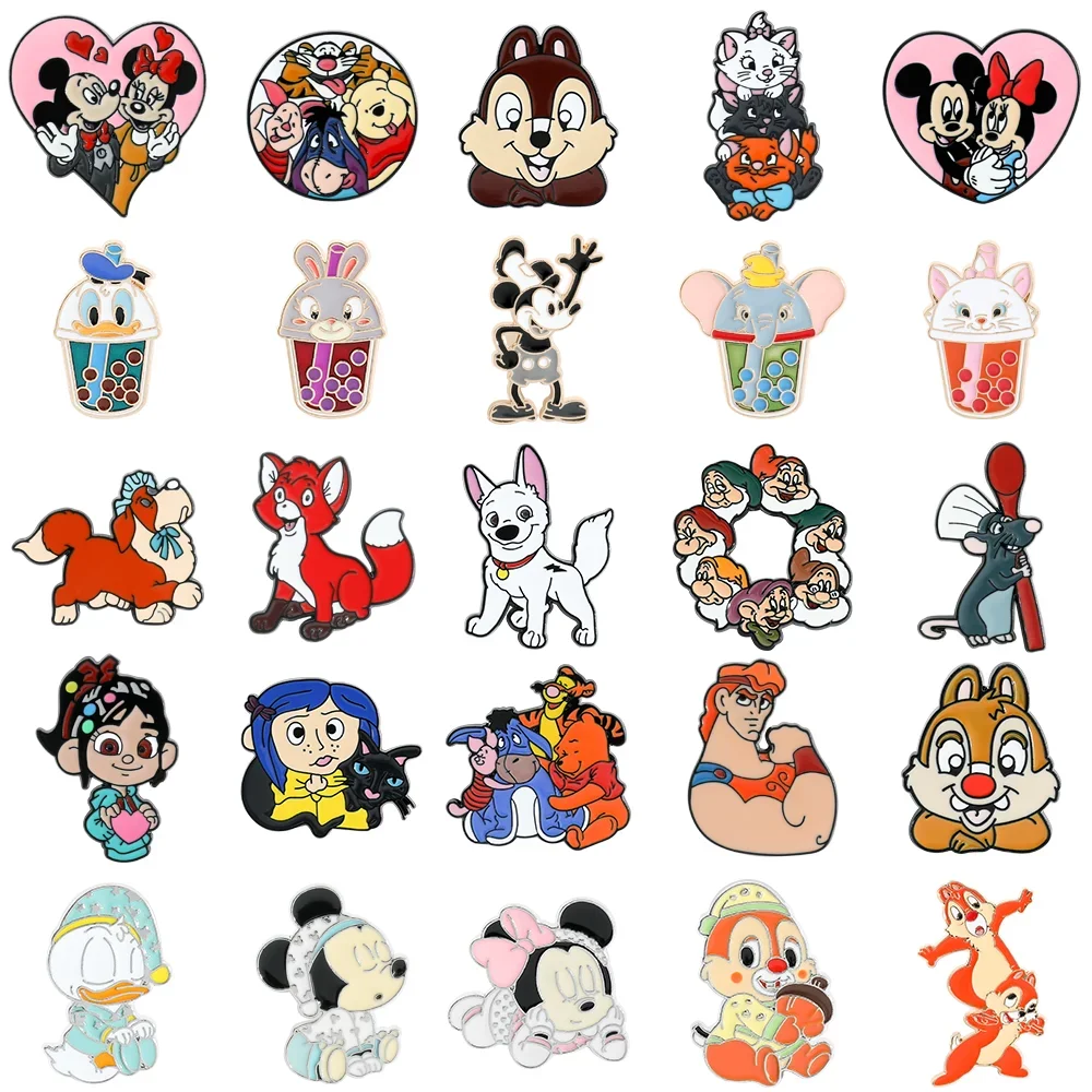 Épinglette en émail de la princesse Mickey Minnie, figurine de dessin animé, Donald Duck, Coraline, badge en métal, broche, bijoux kawaii, accessoires, cadeaux
