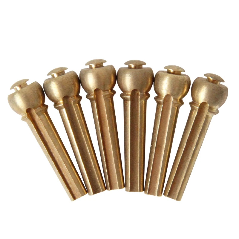 Metal Acoustic Guitar Bridge Pins Guitar Strings Fixed Cone String Pins String Nails Brass 100% copper 6pcs/set