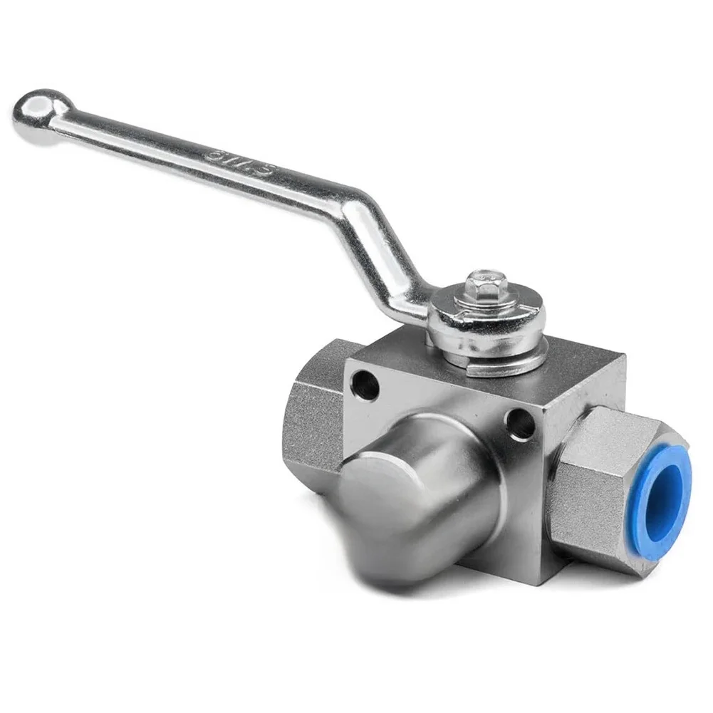 Vanne à bille hydraulique à 3 voies, haute pression, 1/4 BSP-500Bar, vanne d'arrêt pour eau, huile, gaz naturel, 1 pièce