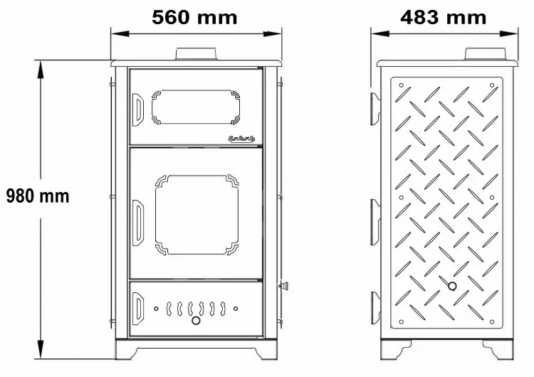 Cast Iron Luxury Oven Fireplace Winter Warmer Red and Black Cooking Wood Lignite Stove 2022 New Bread Pizza