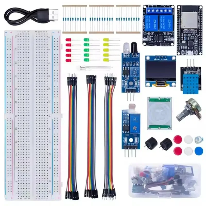 Zestaw startowy DIY do ESP32 ESP-32S WIFI ze schowkiem podstawowy zestaw startowy do nauki 0,96 cala Oled czujnik ruchu Pir — zdjęcie produktu 7