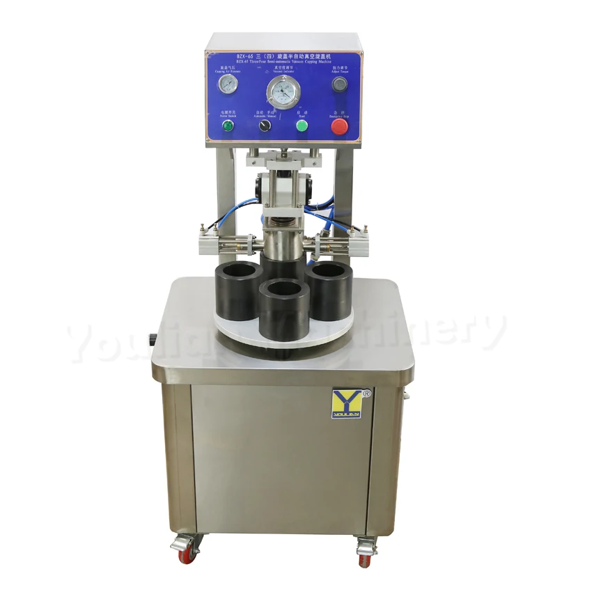 

BZX-65 Semi Automatic Sauce Glass Jars Vacuum Capper Equipment Tightening Closing Capping Machine