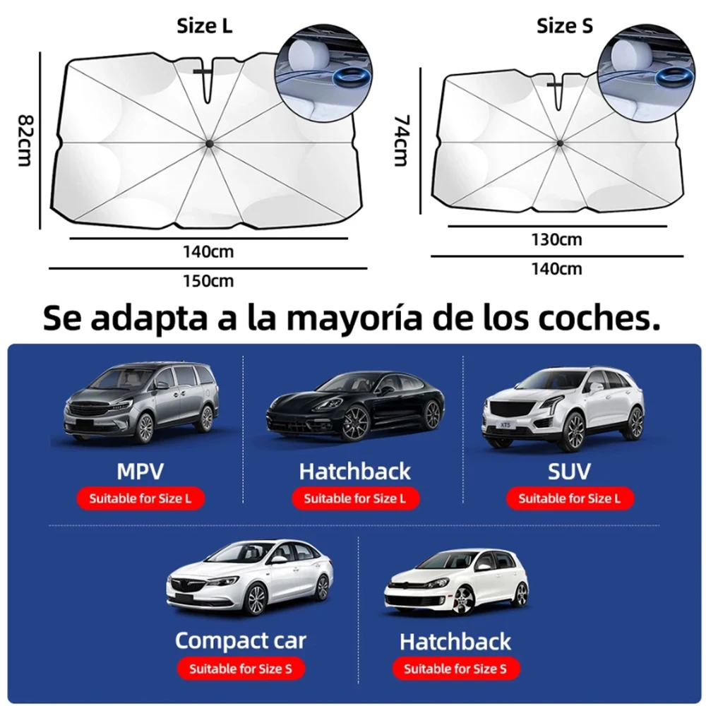 2024 aggiornato parabrezza per auto parasole ombrello pieghevole parasole per auto copertura per finestra anteriore per protezione dai raggi UV e