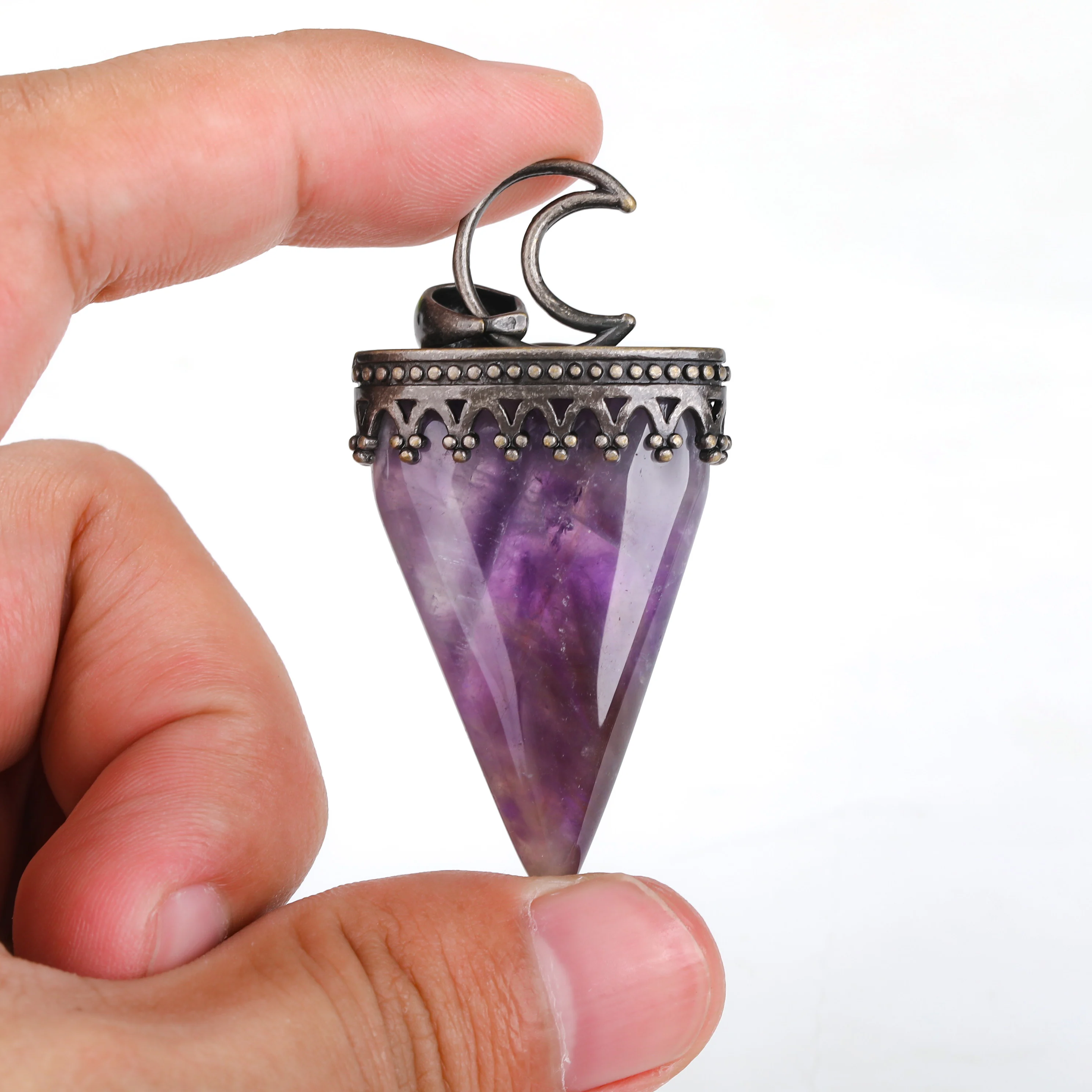Crystal Gemstone Arrow Pendants,Spiral Healing Natural Crystal Stone Pendants Jewelry,Bronze Copper Charms Arrowhead Pendant image 6