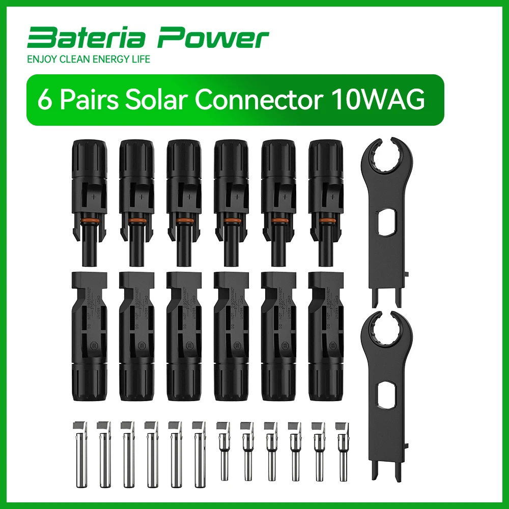 12PCS Solar Cable Connectors, Male＆Female IP67 Waterproof Solar Panel Connectors with Spanners