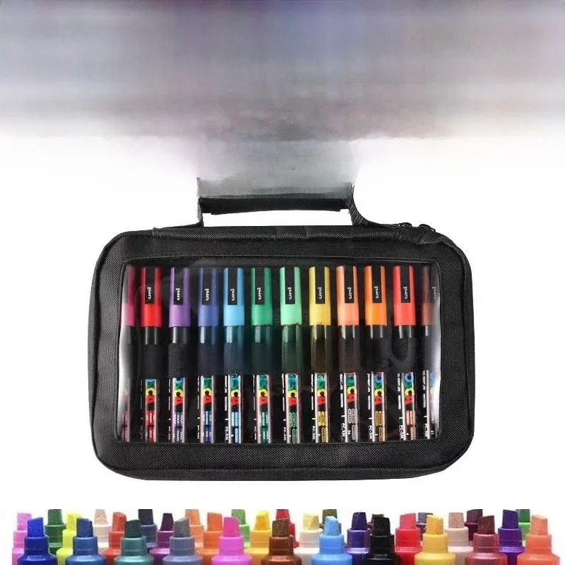 Uni Posca Marker Pen Art Stationery Transparent Storage Bag Set Portable Painting Professional Student Waterproof Supplies — zdjęcie produktu 7