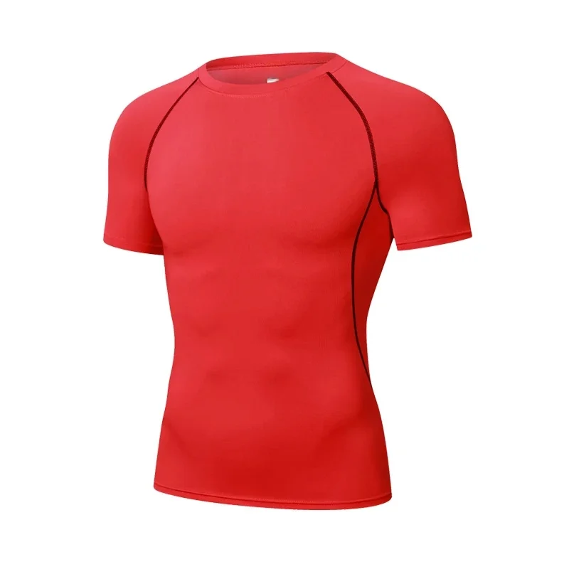 Męskie kompresyjne białe koszulki z krótkim rękawem Koszulki Casual Gym T Shirt Man Quick Dry Football T Shirts Odzież sportowa Odzież męska — zdjęcie 2