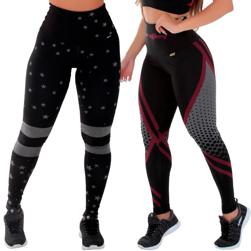 KIT 2 LEGGINGS MESCLA SUBLIMADA CAVEIRA/BOLA ZERO TRANSPARÊNCIA