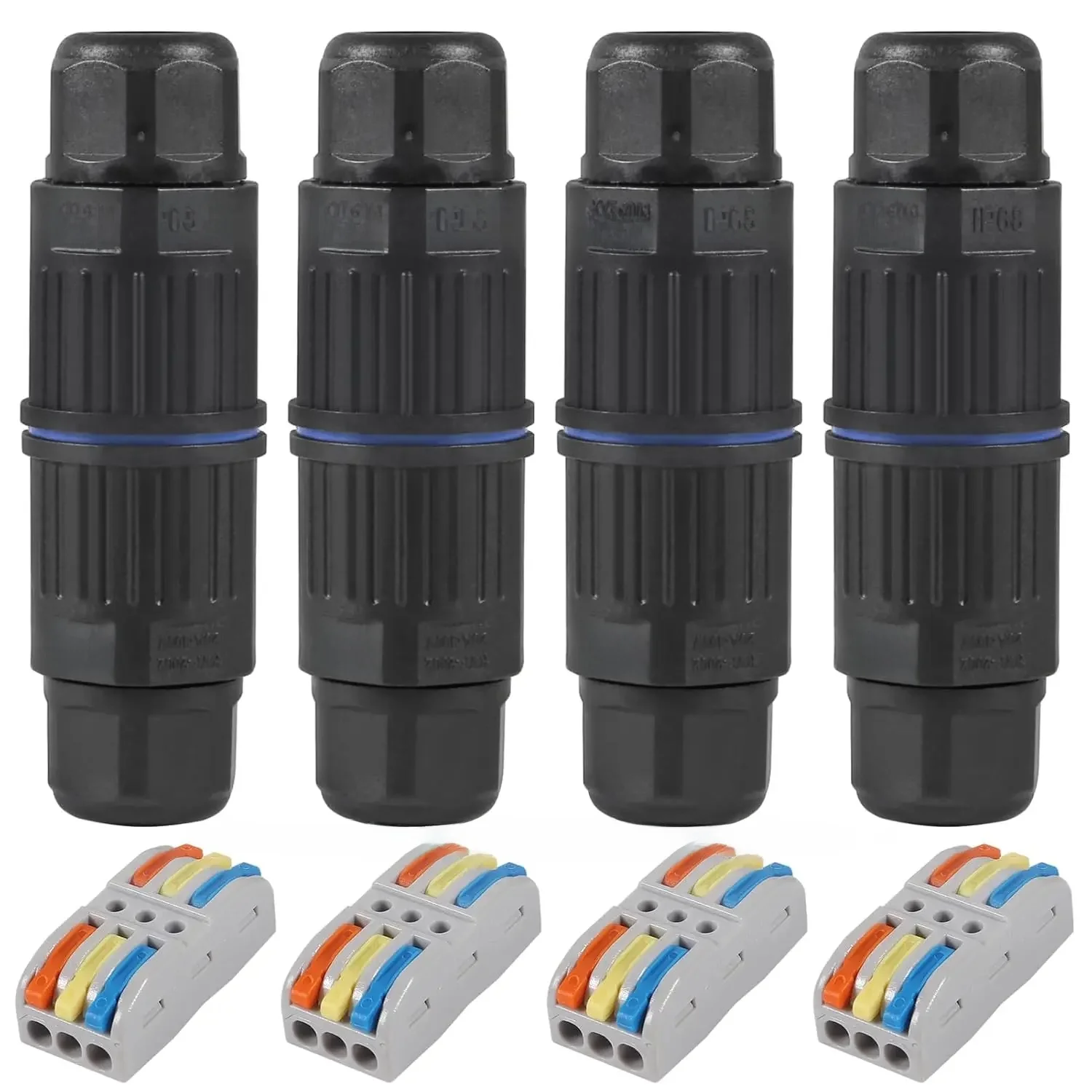 4 stuks waterdichte aansluitdoos, 3-weg elektrische kabelconnector voor buiten, IP68 waterdichte draadconnector kabelbereik Ø 3,5-10 mm - afbeelding 2