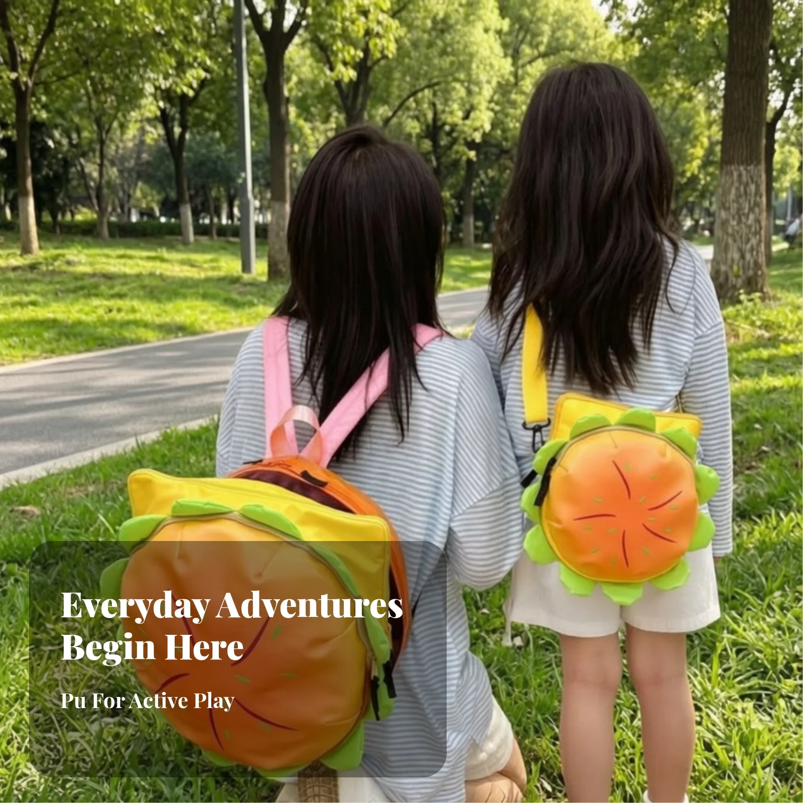 Portable Hamburger Backpack Laptop Storage Zipper Casual Tote PU Casual Backpack Stylish for Unisex Travel Outdoor Vacation