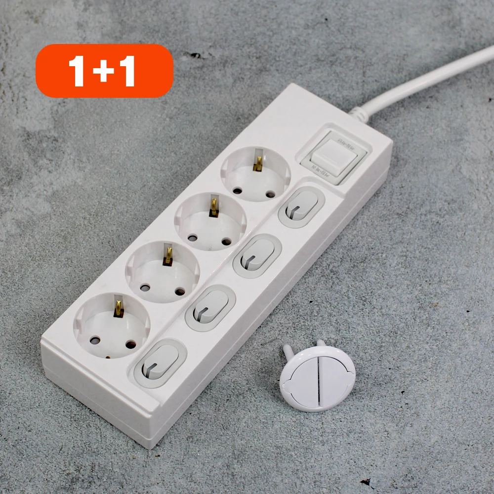 1+1 One-Stop Domestic Individual Switch Power Strip 16A Four-Hole Safety Cover Security