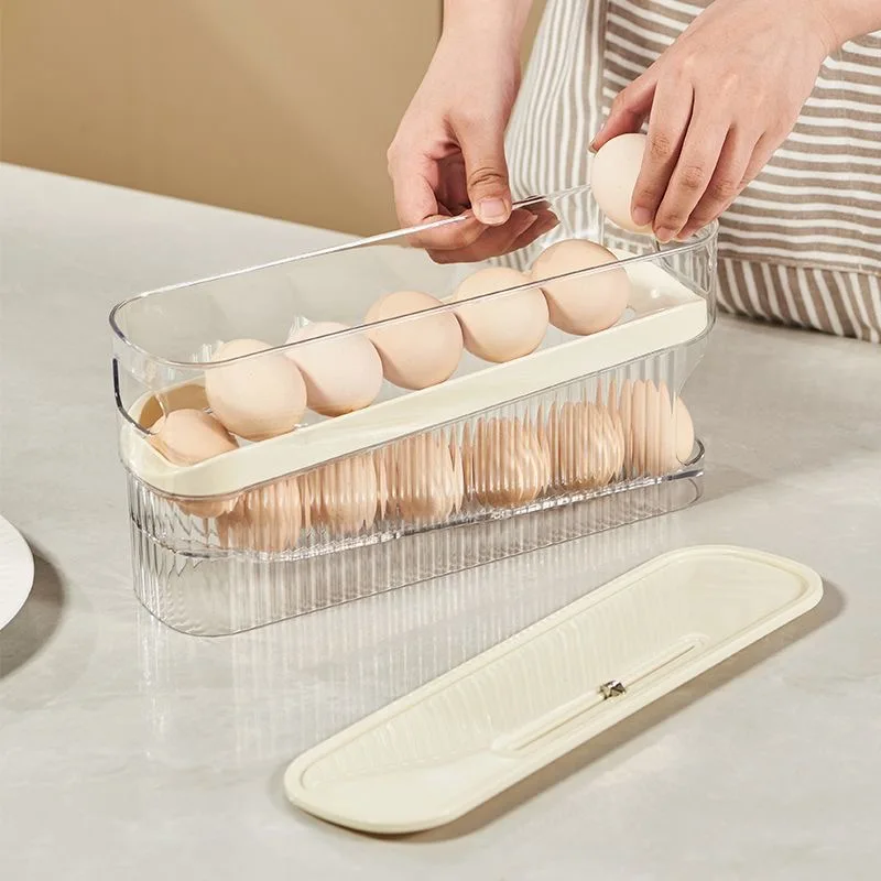 Refrigerator Egg Storage Box Automatic Scrolling Egg Rack Kitchen Egg Organizer Dedicated Egg Carton Rolli Egg Dispenser