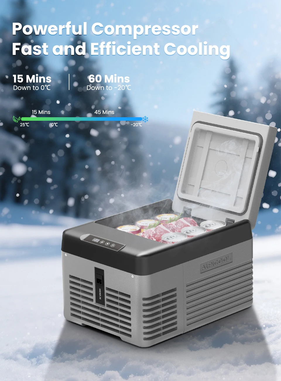 Alpicool CL9 9L Auto-Kühlschrank 12V Kompressor-Kühlbox Mini-Gefrierschrank 12/24V DC 100-240V AC Tragbarer Kühler für Camping und Reisen – Detail 3