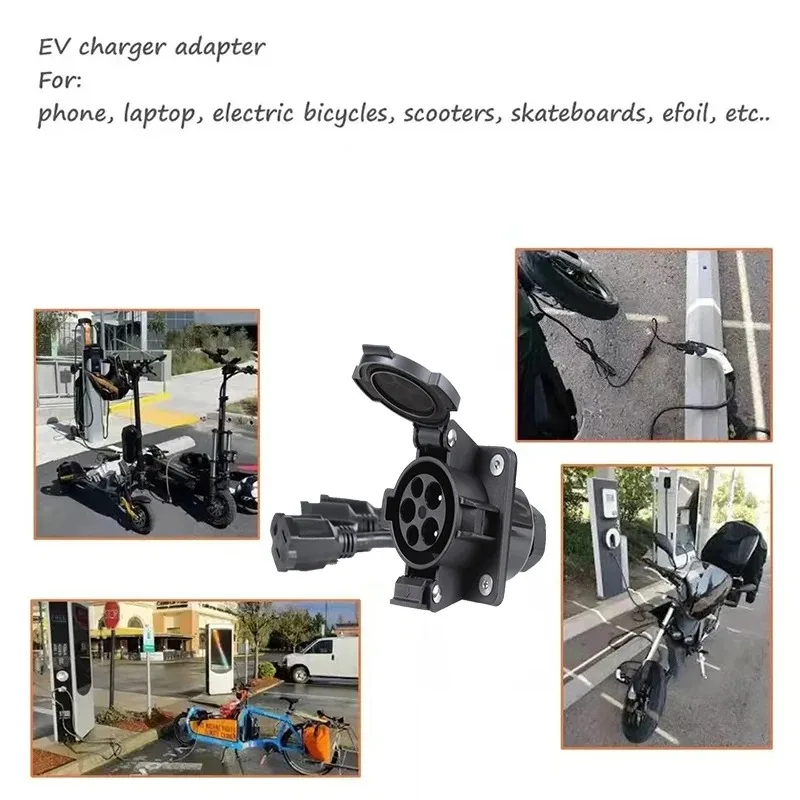 Erobot SAE J1772 Type1 Inlet To NEMA 5-15R EV Charger Adapter With 0.2M Cable For E-Bike/ESK8/e-Scooter/One Wheel In USA