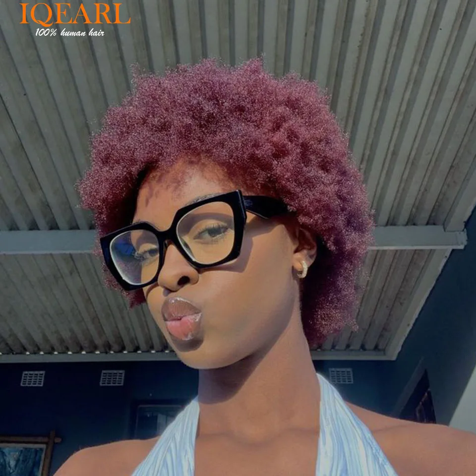 

Afro Kinky Curly Human Hair Wig With Bangs Brazilian Hair Human Natural Afro Wig 180% Density Afro Wig For Women Human Hair