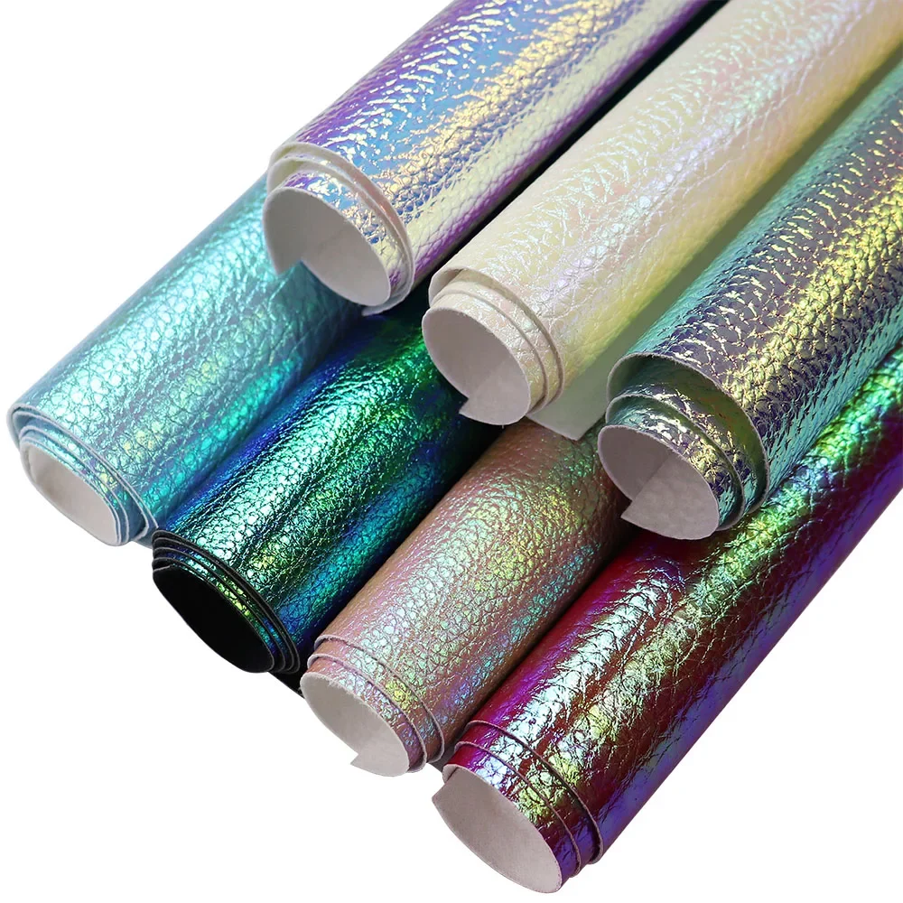 30x134cm rolka opalizująca holograficzna tkanina ze sztucznej skóry liczi na prezent pudełko kosmetyczne dekoracja kolczyk DIY BH022 — zdjęcie 2