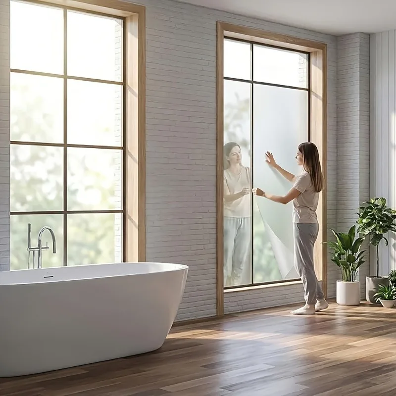 Bathroom Office Home Privacy Window Film Roll Frosted Static Cling No Glue UV Block Heat Block Door Window